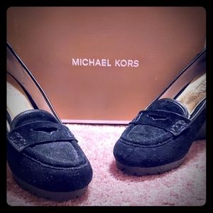 Black Suede MK Wedges